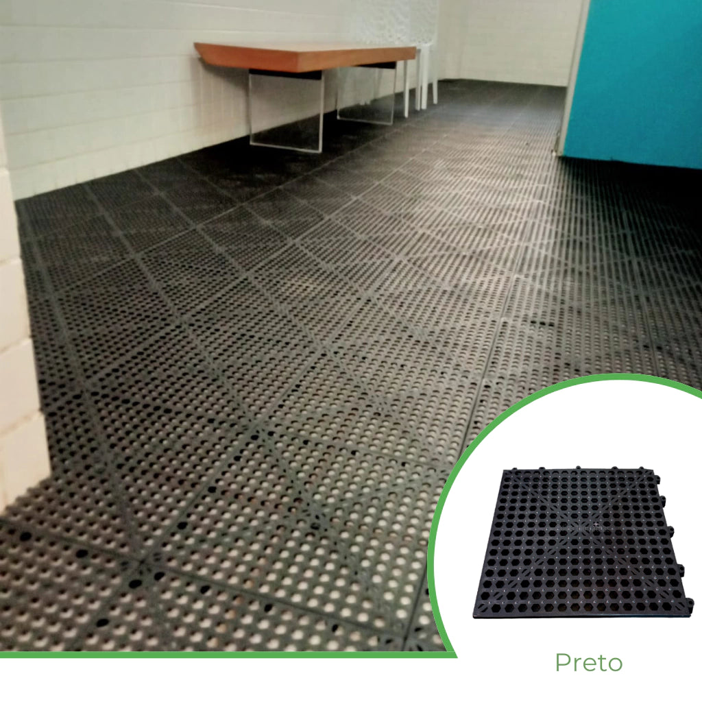 Piso Estrado PVC Antiderrapante - 30x30 cm - Caixa com 12 placas
