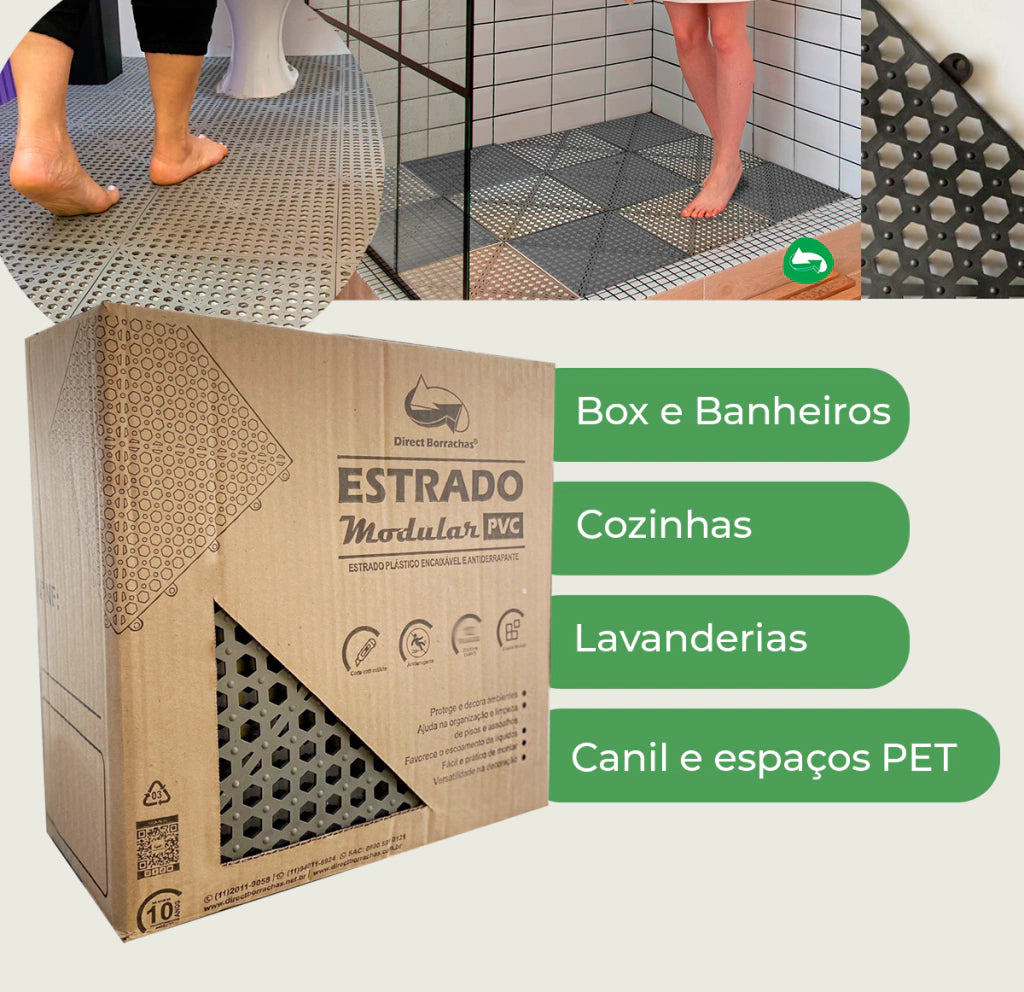 Piso Estrado PVC Antiderrapante - 30x30 cm - Caixa com 12 placas