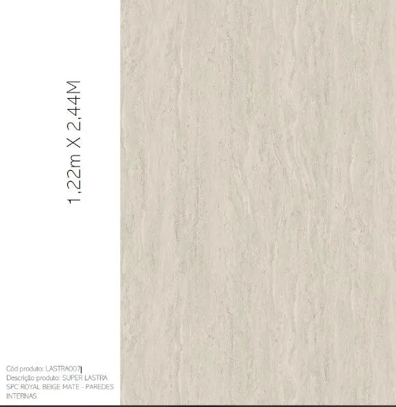 Revestimento de parede - SPC ROYAL BEIGE MATE - Van Gogh - Placa com 122x244cm