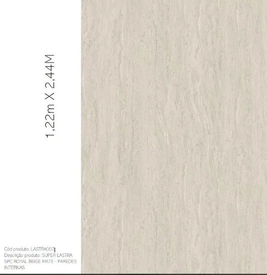 Revestimento de parede - SPC ROYAL BEIGE MATE - Van Gogh - Placa com 122x244cm