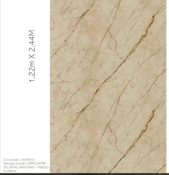 Revestimento de parede - SPC ROYAL TRAVERTINO - Van Gogh - Placa com 122x244cm