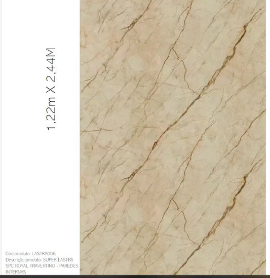 Revestimento de parede - SPC ROYAL TRAVERTINO - Van Gogh - Placa com 122x244cm